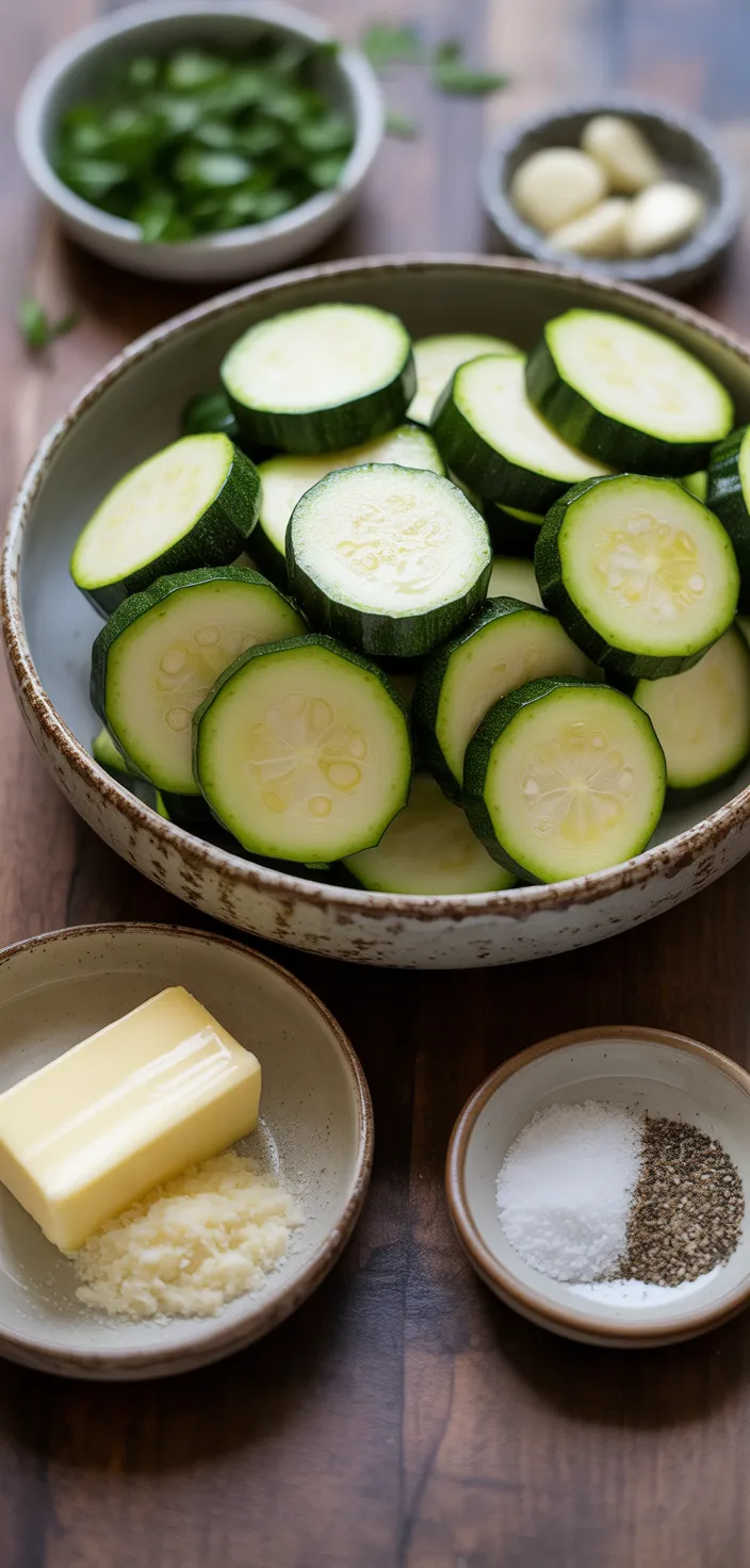 Ingredients photo for Garlic And Parmesan Sauteed Zucchini Recipe
