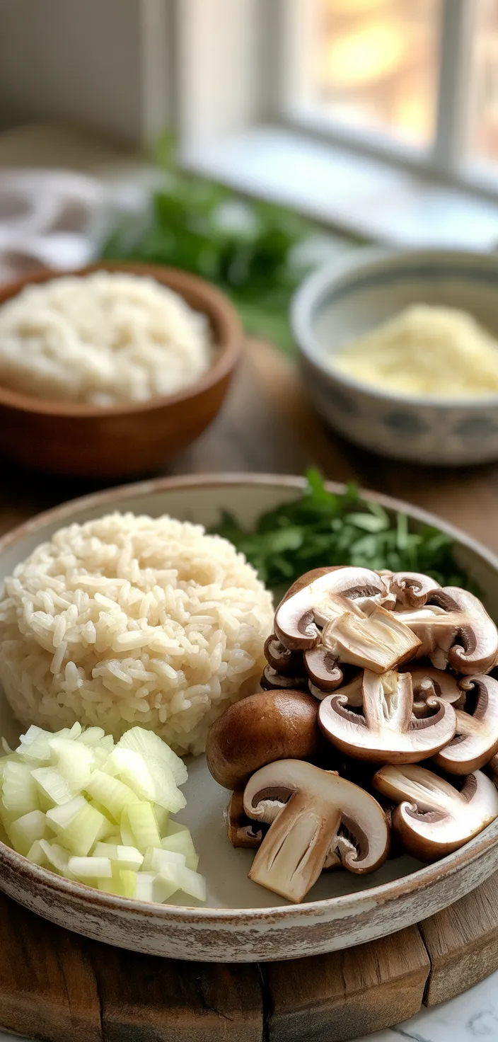 Ingredients photo for Garlic Butter & Mushroom Rice Recipe