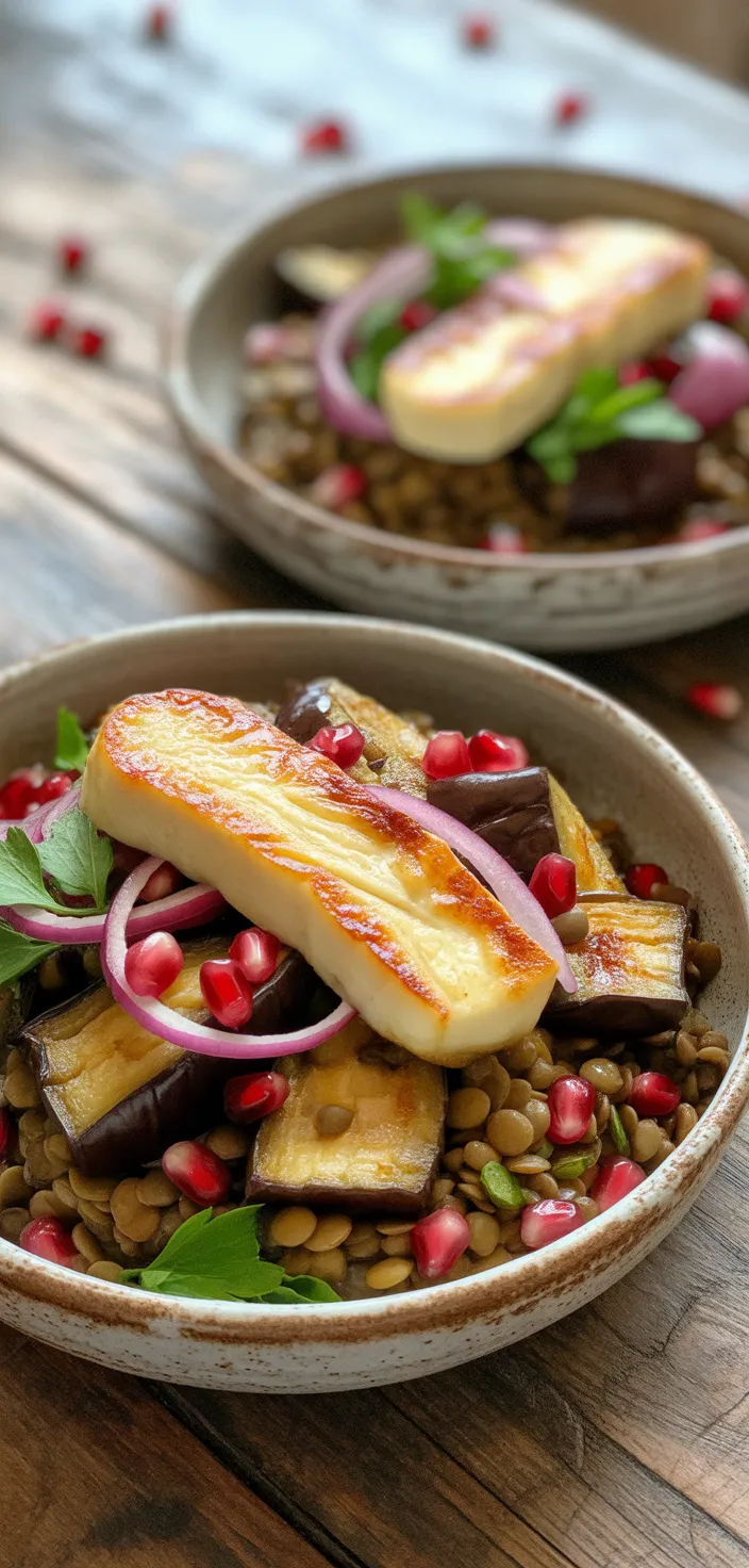 Ingredients photo for Halloumi Lentil And Roasted Eggplant Salad Recipe