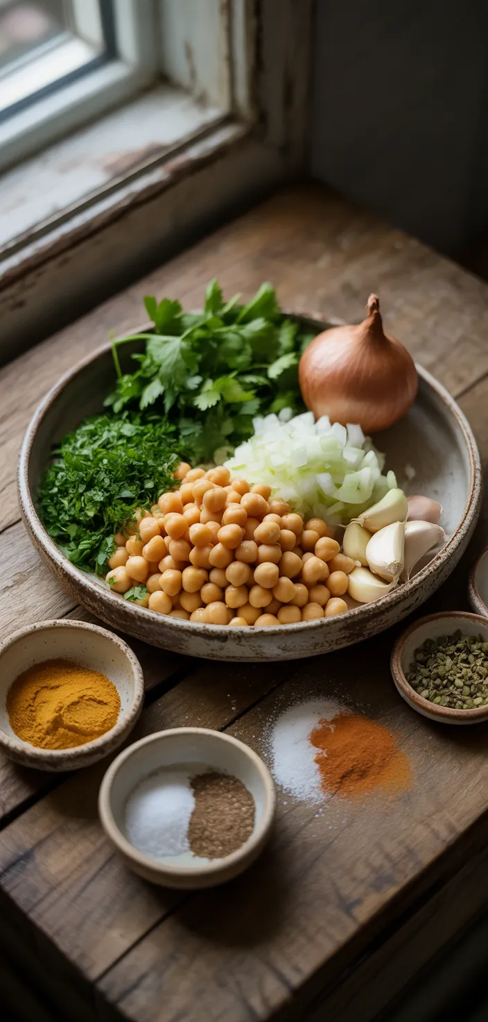 Ingredients photo for Healthy Street Food Makeover: Baked Falafel Recipe