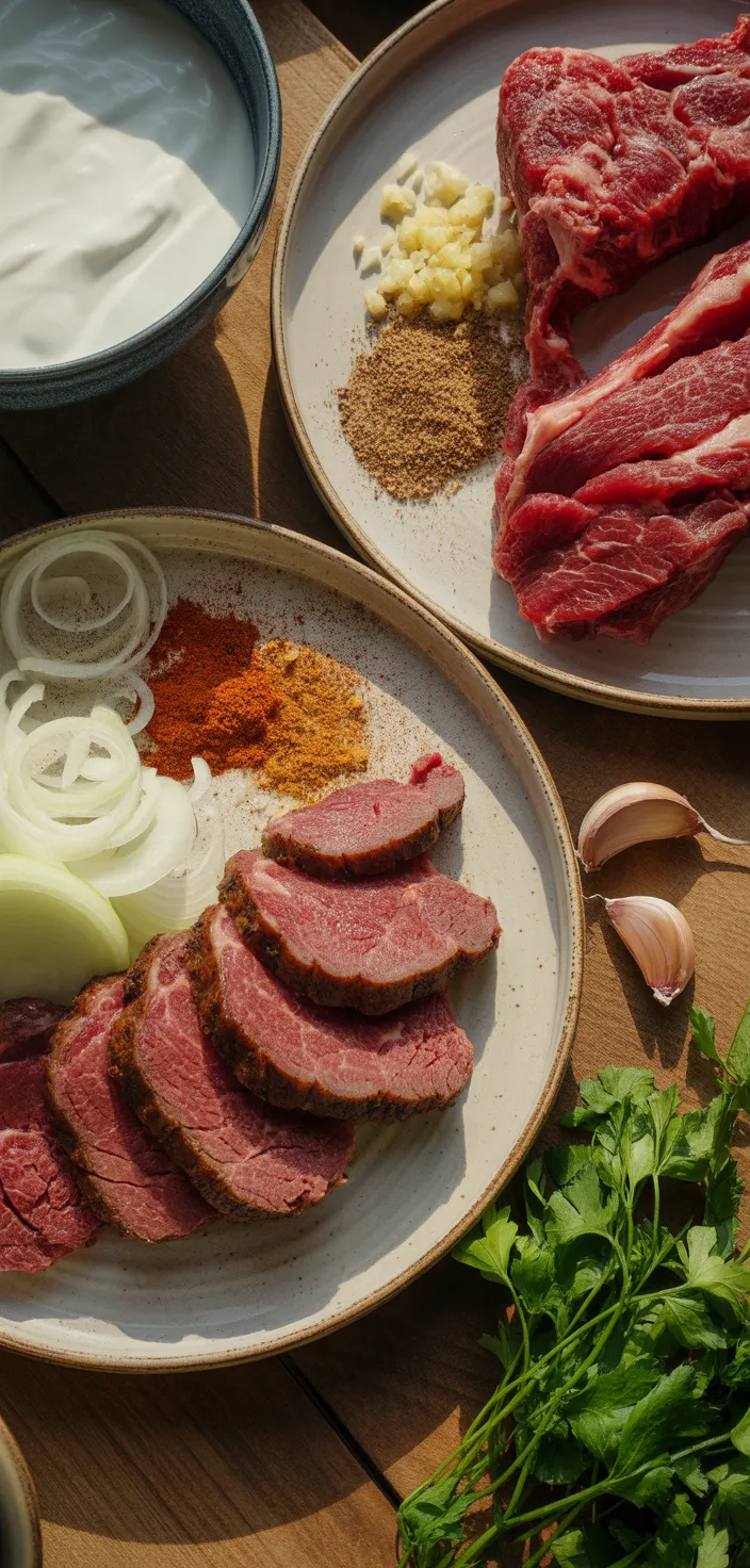 Ingredients photo for TURKISH MEAT DONER (HOMEMADE) Recipe