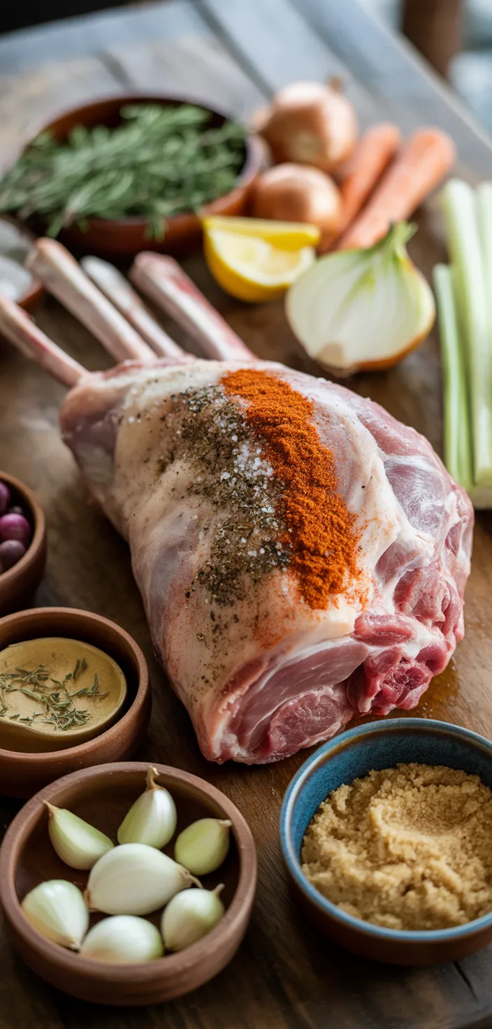 Ingredients photo for Ultimate Slow Roast Lamb Recipe: Best Lamb Shoulder Technique
