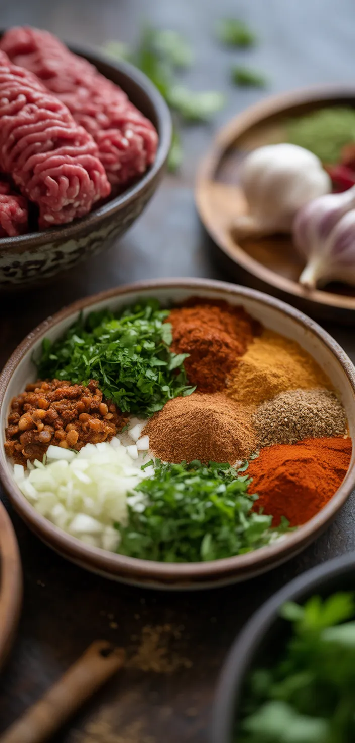 Ingredients photo for Authentic Middle Eastern Beef Kofta Recipe