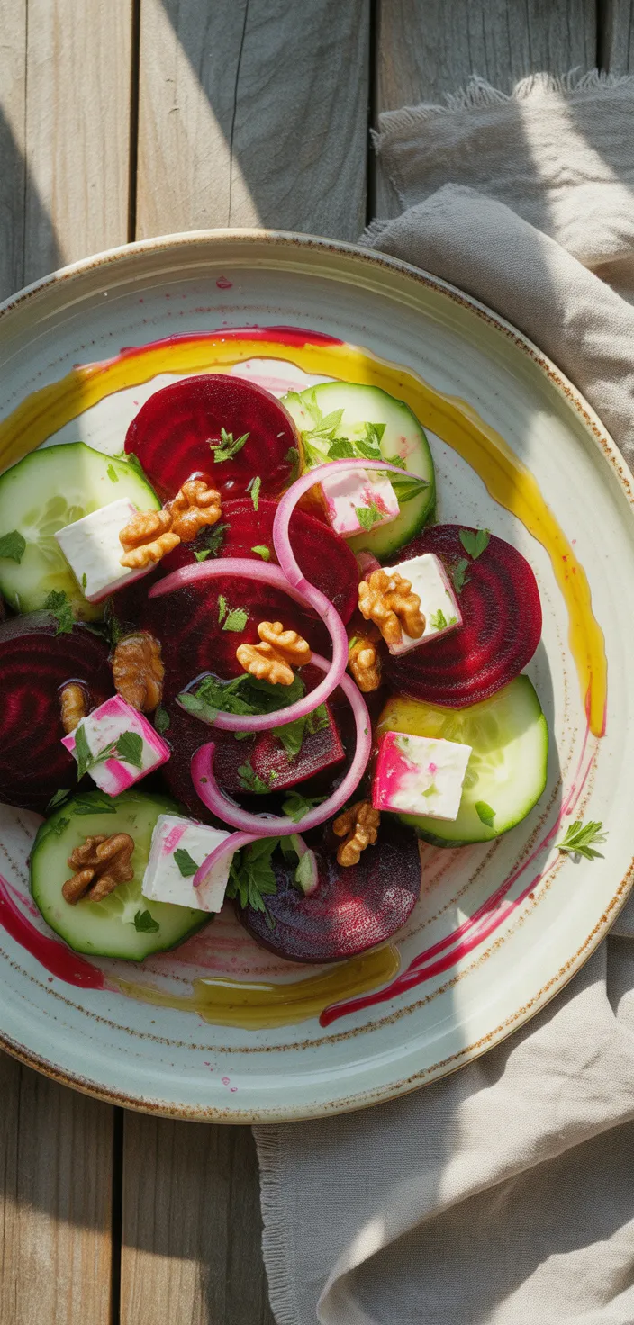 Ingredients photo for Cucumber Beetroot Salad With Feta Cheese Recipe