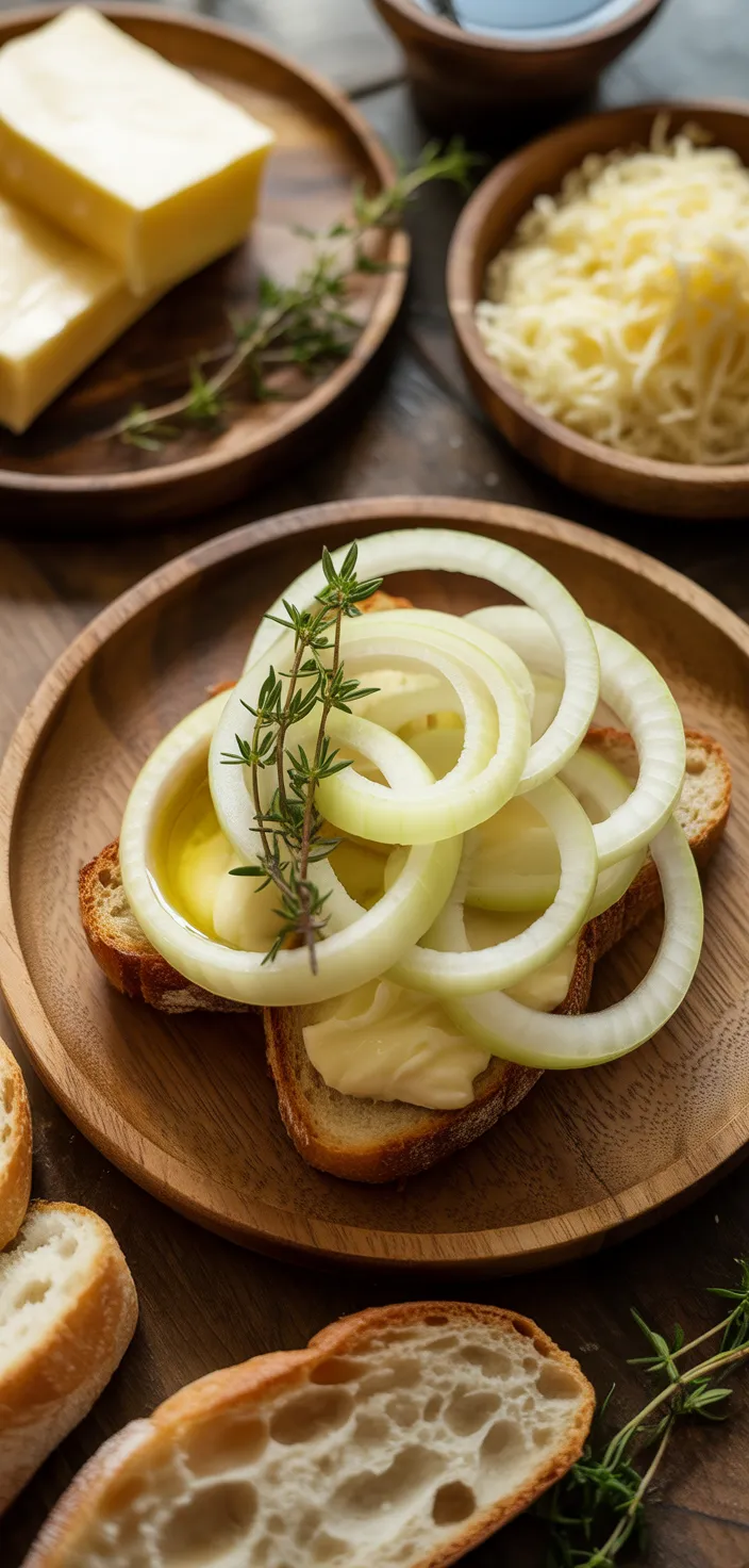 Ingredients photo for Gooey French Onion Grilled Cheese Recipe