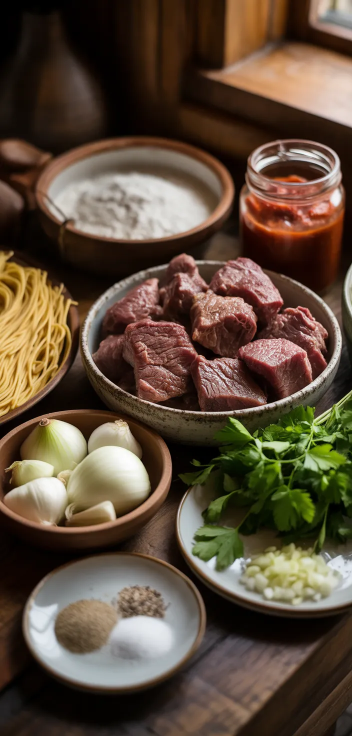Ingredients photo for Homemade Stovetop Beef And Noodles Recipe