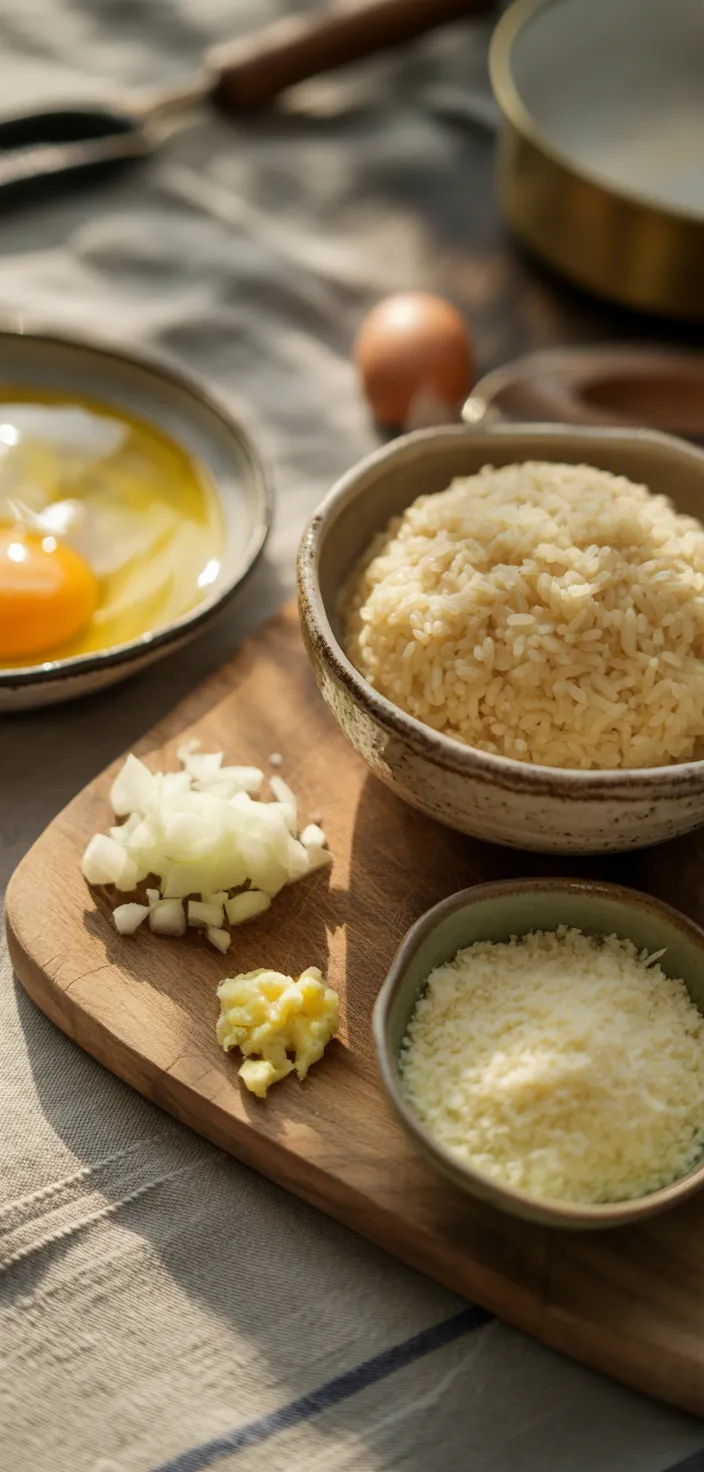 Ingredients photo for Mozzarella Stuffed Arancini Aka Italian Rice Balls Recipe